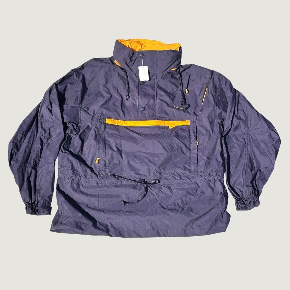 Vintage Gap Navy Blue Yellow Nylon Anorak Windbreaker Jacket Small